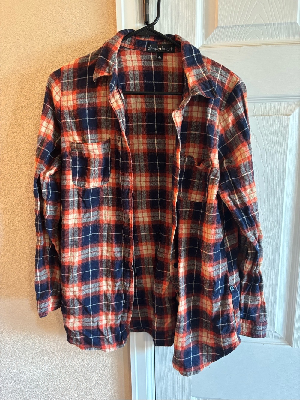 Derek Heart Red and Navy Plaid Button-Front Shirt